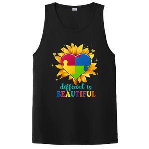 Sunflower Autism Awareness Puzzle Different Is Beautiful Gift PosiCharge Competitor Tank