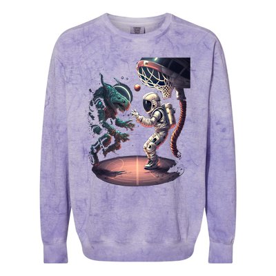 Space Astronaut Alien Playing Basketball Astronomy Space Gift Colorblast Crewneck Sweatshirt