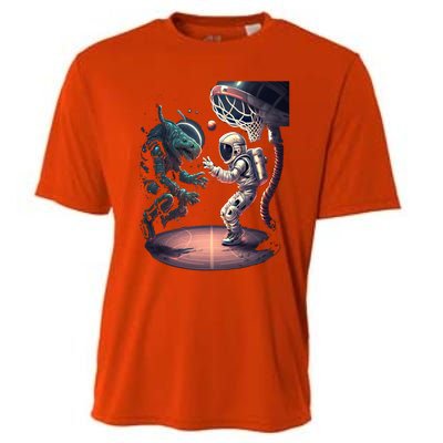 Space Astronaut Alien Playing Basketball Astronomy Space Gift Cooling Performance Crew T-Shirt