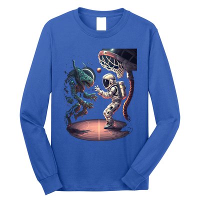 Space Astronaut Alien Playing Basketball Astronomy Space Gift Long Sleeve Shirt