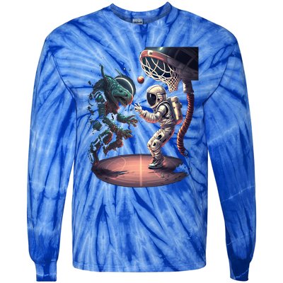 Space Astronaut Alien Playing Basketball Astronomy Space Gift Tie-Dye Long Sleeve Shirt