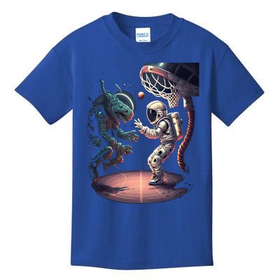 Space Astronaut Alien Playing Basketball Astronomy Space Gift Kids T-Shirt