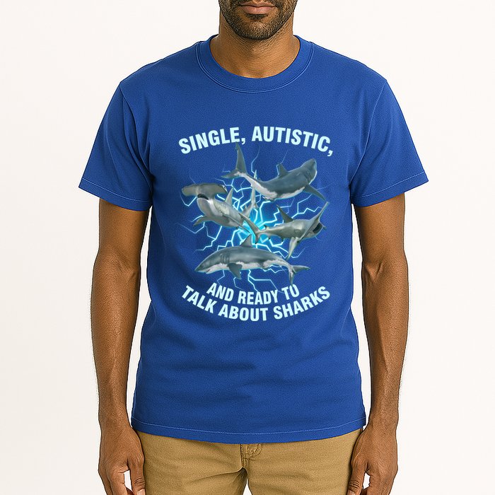 Single Autistic And Ready To Talk About Sharks Tall T-Shirt