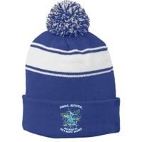 Single Autistic And Ready To Talk About Sharks Stripe Pom Pom Beanie