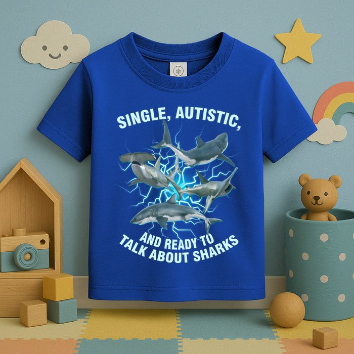Single Autistic And Ready To Talk About Sharks Toddler T-Shirt