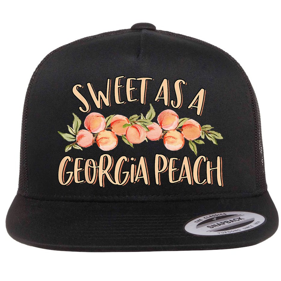 Sweet As A Georgia Peach Cute Funny Southern Georgia Girl Flat Bill Trucker Hat