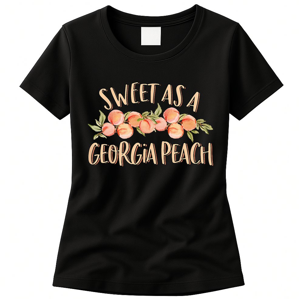 Sweet As A Georgia Peach Cute Funny Southern Georgia Girl Womens T-Shirt