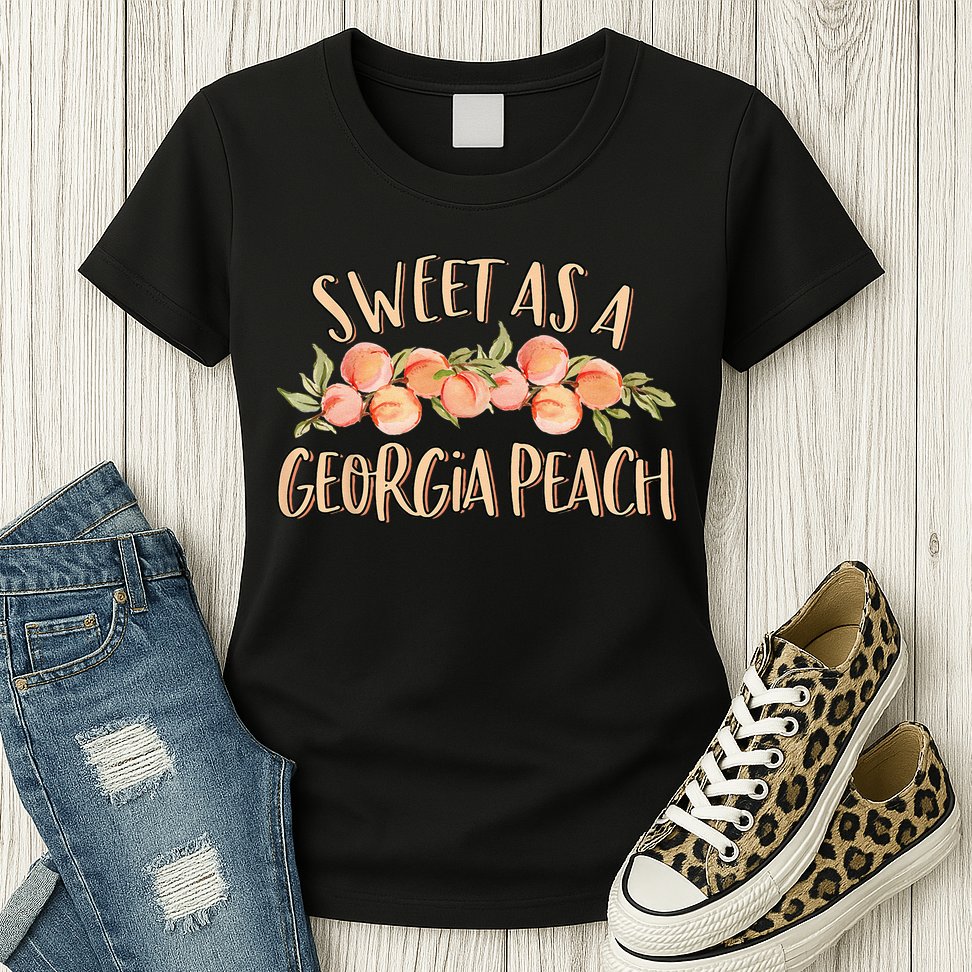 Sweet As A Georgia Peach Cute Funny Southern Georgia Girl Womens T-Shirt