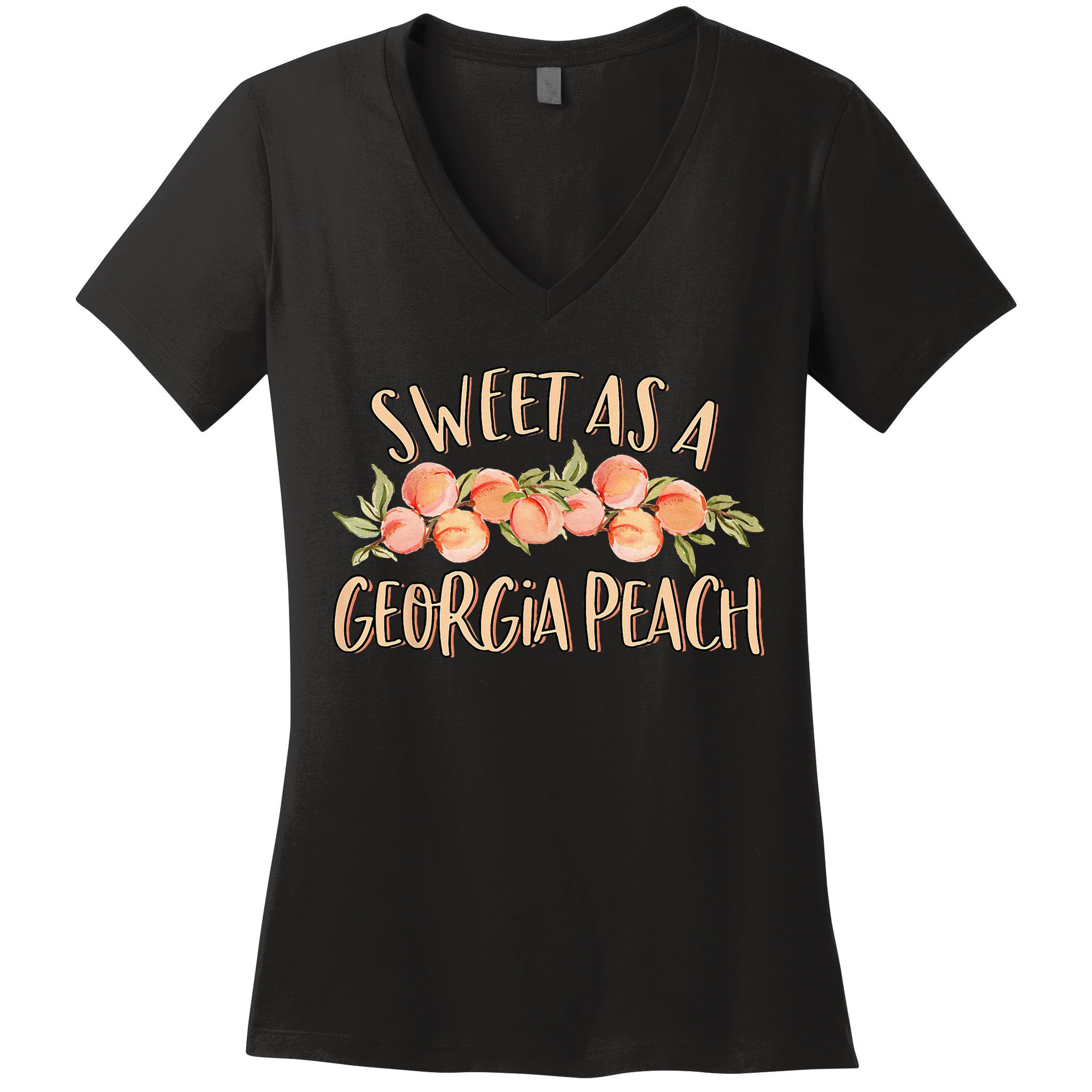 Sweet As A Georgia Peach Cute Funny Southern Georgia Girl Women's V-Neck T-Shirt