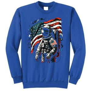 Space Astronaut American Flag Astronomy 4th Of July Gift Tall Sweatshirt