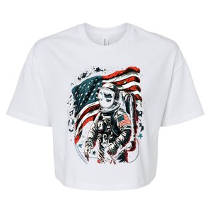 Space Astronaut American Flag Astronomy 4th Of July Gift Bella+Canvas Jersey Crop Tee