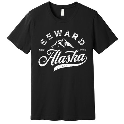 Seward Alaska AK Vintage Mountains Family Vacation Souvenir Premium T-Shirt