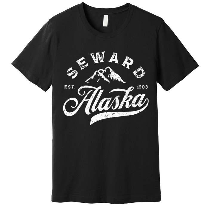 Seward Alaska AK Vintage Mountains Family Vacation Souvenir Premium T-Shirt