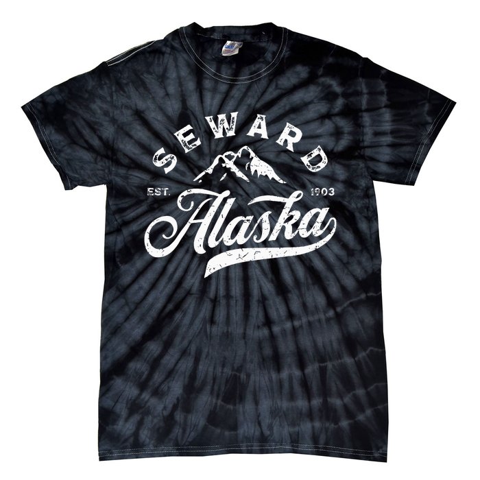 Seward Alaska AK Vintage Mountains Family Vacation Souvenir Tie-Dye T-Shirt