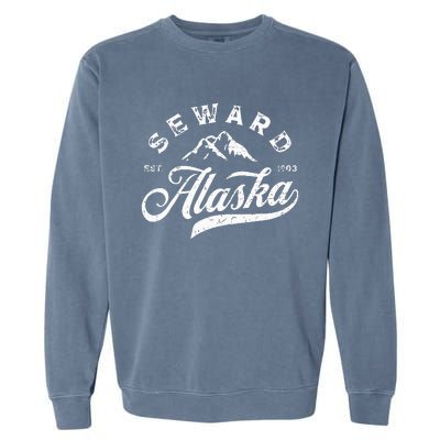 Seward Alaska AK Vintage Mountains Family Vacation Souvenir Garment-Dyed Sweatshirt