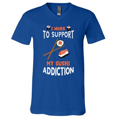 Sushi Addiction Asian Food Japanese Foodie Sushi Lover Cool Gift V-Neck T-Shirt