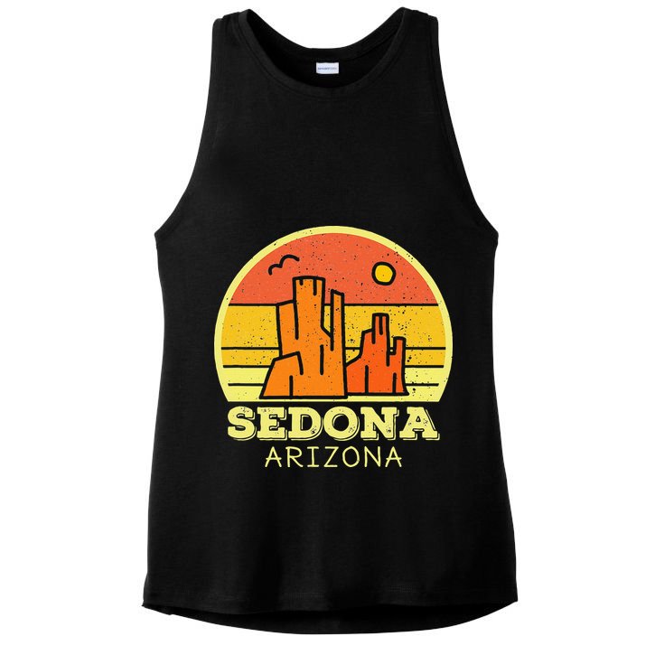 Sedona Arizona AZ Vintage Sunset Desert Camping Hiking Ladies PosiCharge Tri-Blend Wicking Tank
