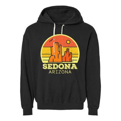 Sedona Arizona AZ Vintage Sunset Desert Camping Hiking Garment-Dyed Fleece Hoodie