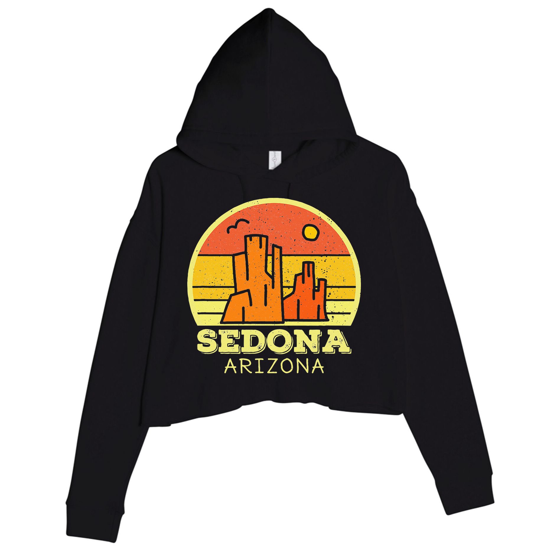 Sedona Arizona AZ Vintage Sunset Desert Camping Hiking Crop Fleece Hoodie