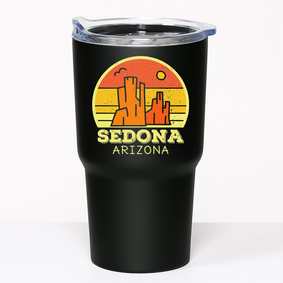 Sedona Arizona AZ Vintage Sunset Desert Camping Hiking Tumbler