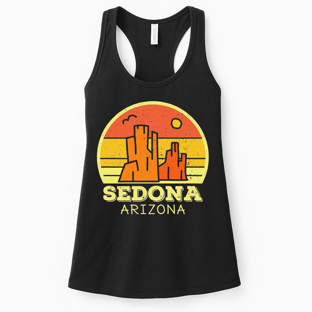 Sedona Arizona AZ Vintage Sunset Desert Camping Hiking Womens Tank Top