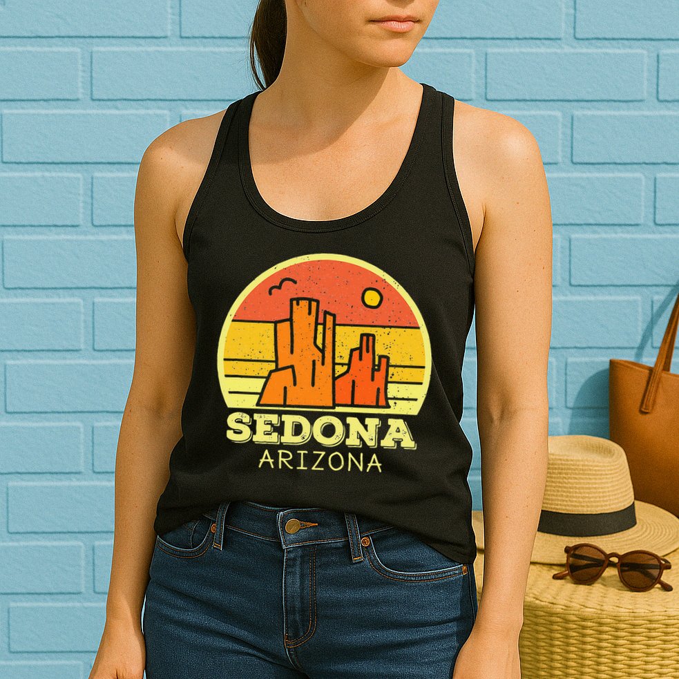 Sedona Arizona AZ Vintage Sunset Desert Camping Hiking Womens Tank Top
