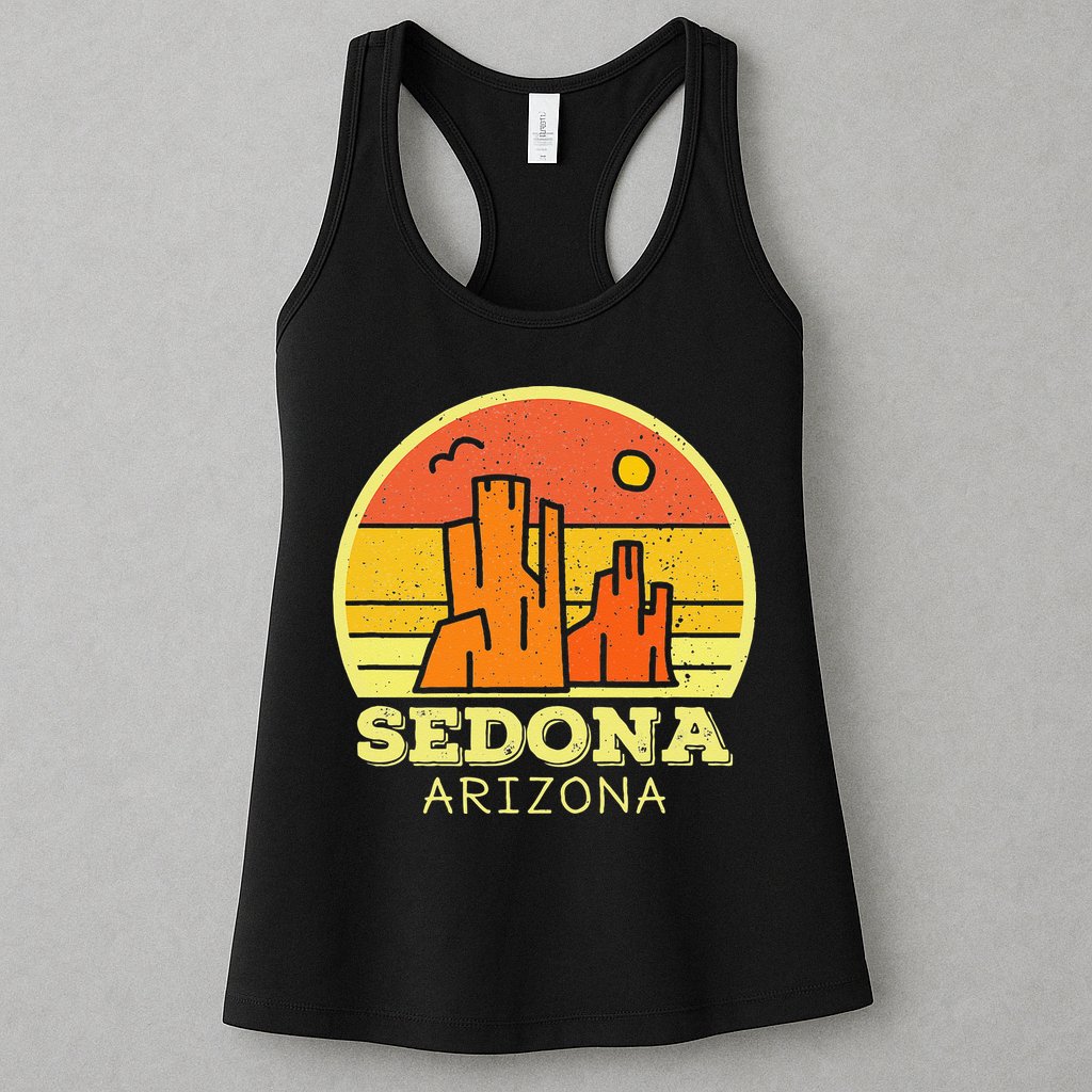 Sedona Arizona AZ Vintage Sunset Desert Camping Hiking Womens Tank Top