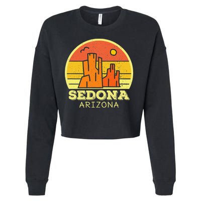Sedona Arizona AZ Vintage Sunset Desert Camping Hiking Cropped Pullover Crew