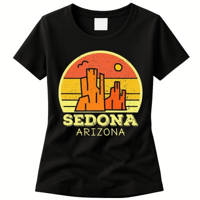 Sedona Arizona AZ Vintage Sunset Desert Camping Hiking Womens T-Shirt