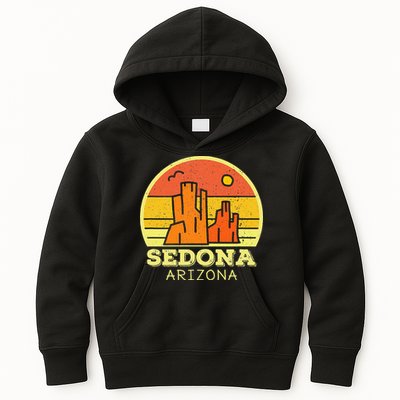 Sedona Arizona AZ Vintage Sunset Desert Camping Hiking Kids Hoodie