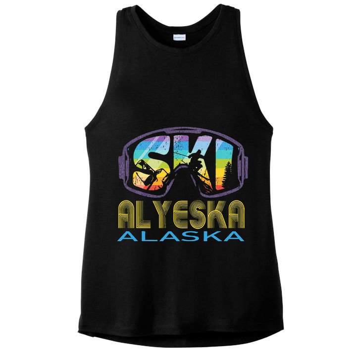 Ski Alyeska Alaska Skiing Vacation Ladies PosiCharge Tri-Blend Wicking Tank