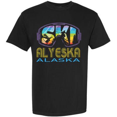 Ski Alyeska Alaska Skiing Vacation Garment-Dyed Heavyweight T-Shirt