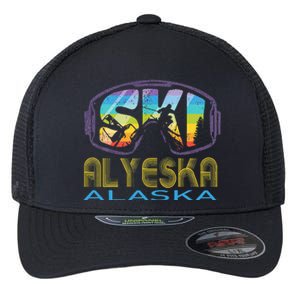 Ski Alyeska Alaska Skiing Vacation Flexfit Unipanel Trucker Cap