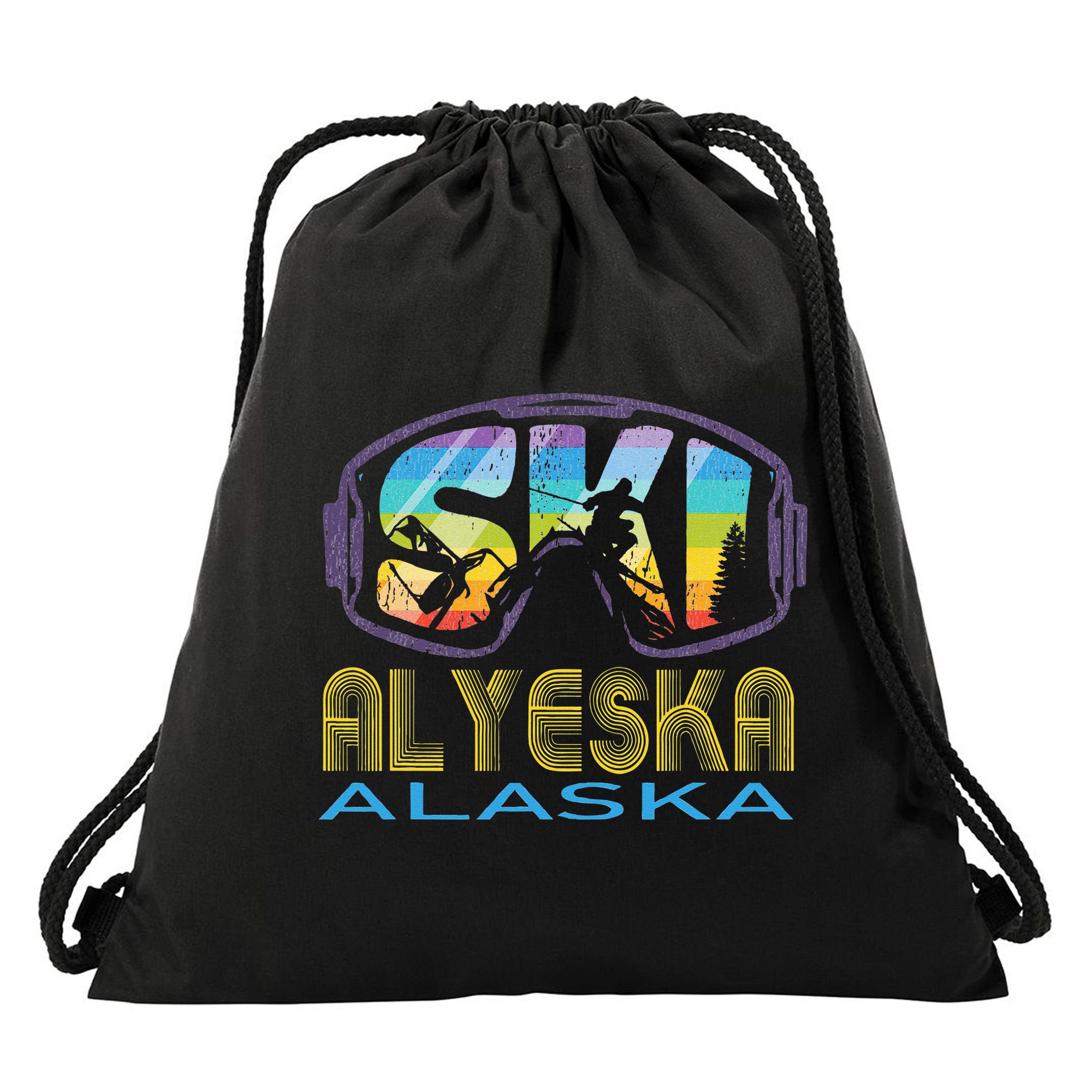 Ski Alyeska Alaska Skiing Vacation Drawstring Bag
