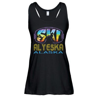 Ski Alyeska Alaska Skiing Vacation Ladies Essential Flowy Tank