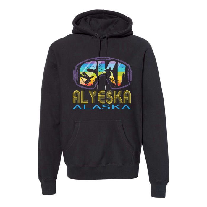 Ski Alyeska Alaska Skiing Vacation Premium Hoodie