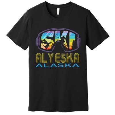 Ski Alyeska Alaska Skiing Vacation Premium T-Shirt