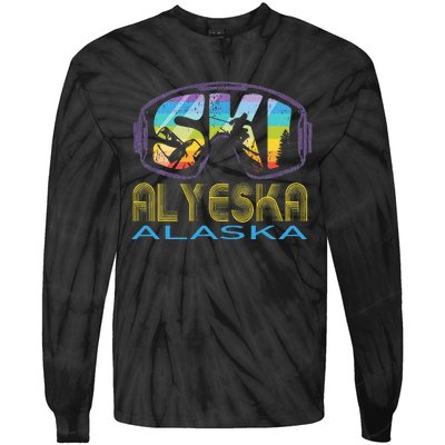 Ski Alyeska Alaska Skiing Vacation Tie-Dye Long Sleeve Shirt