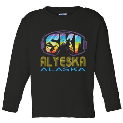 Ski Alyeska Alaska Skiing Vacation Toddler Long Sleeve Shirt