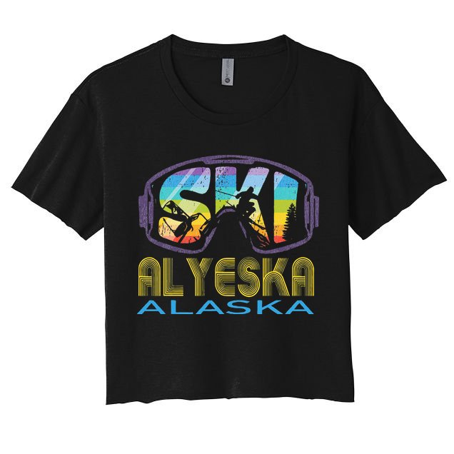 Ski Alyeska Alaska Skiing Vacation Crop Top