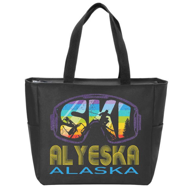 Ski Alyeska Alaska Skiing Vacation Zip Tote Bag