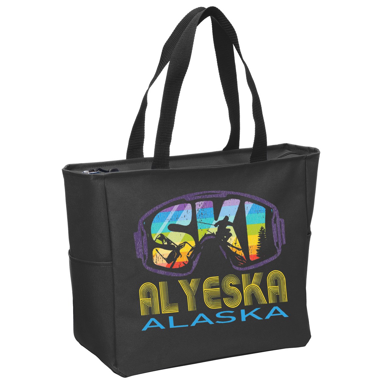 Ski Alyeska Alaska Skiing Vacation Zip Tote Bag