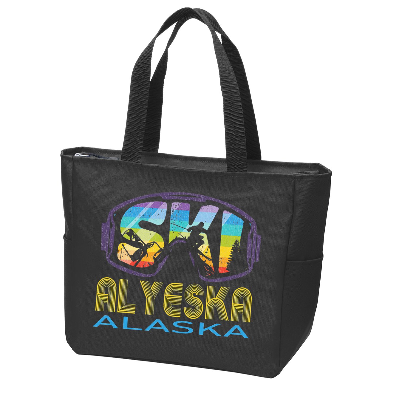 Ski Alyeska Alaska Skiing Vacation Zip Tote Bag