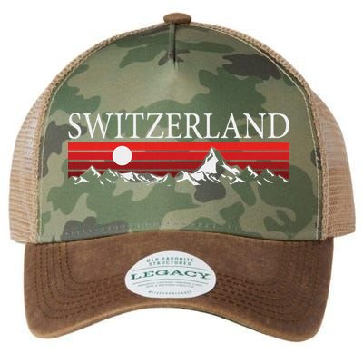 Swiss Alps And Red Sunset Switzerland Mountains Legacy Tie Dye Trucker Hat
