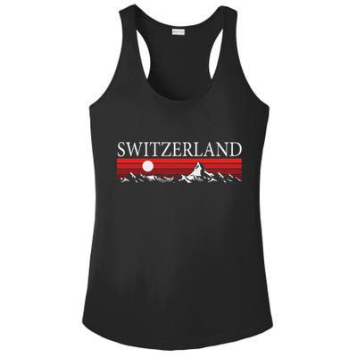 Swiss Alps And Red Sunset Switzerland Mountains Ladies PosiCharge Competitor Racerback Tank