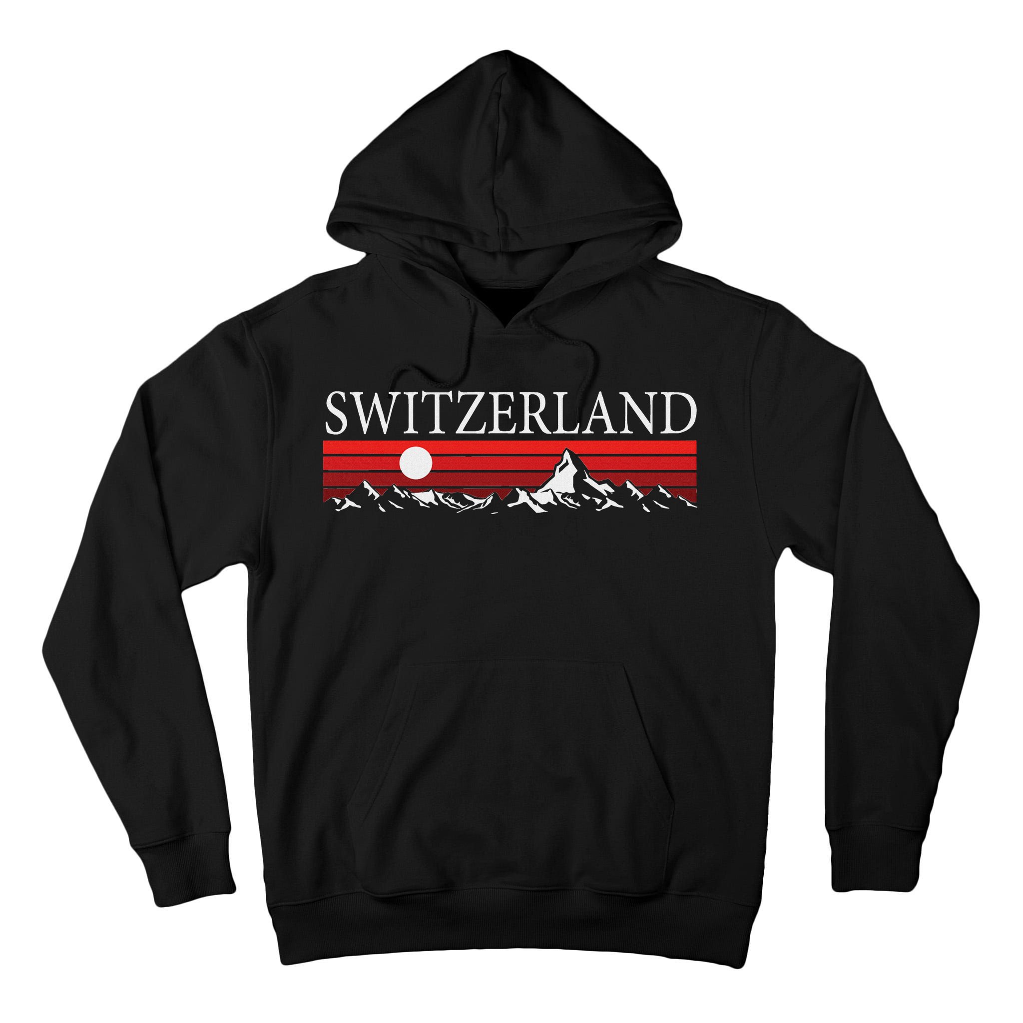 Swiss Alps And Red Sunset Switzerland Mountains Tall Hoodie