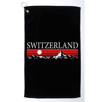 Swiss Alps And Red Sunset Switzerland Mountains Golf Towel