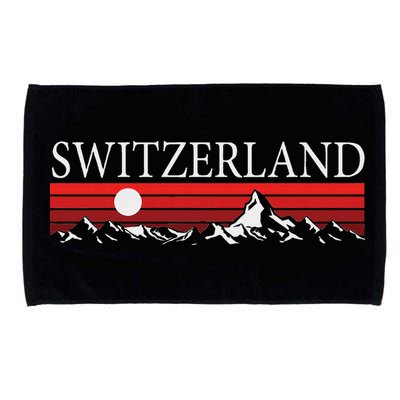 Swiss Alps And Red Sunset Switzerland Mountains Microfiber Hand Towel