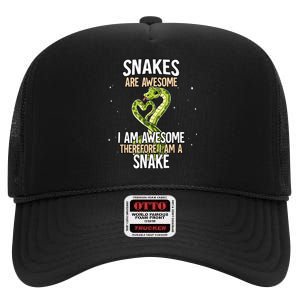 Snakes Are Awesome Snake High Crown Mesh Back Trucker Hat