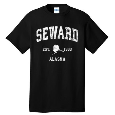 Seward Alaska Ak Vintage Athletic Black Sports Tall T-Shirt